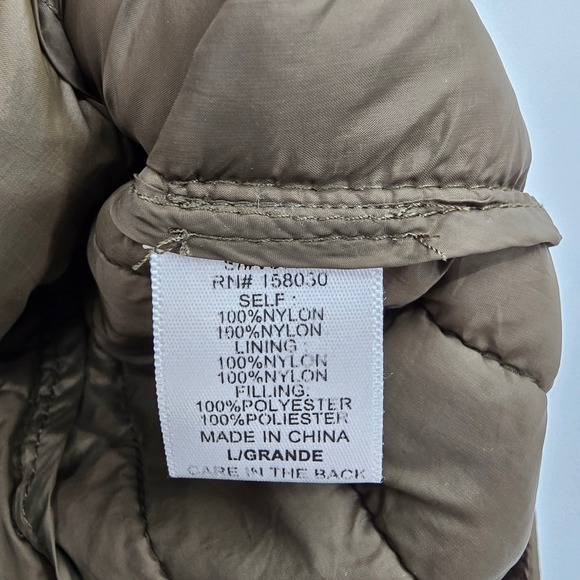 Ultra Light Packable Puffer Vest Women's Lightweight Olive Green Sleeveless L - Picture 8 of 11